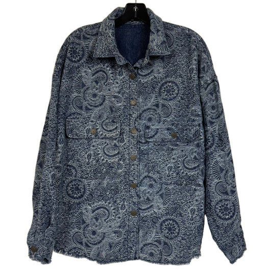 WESTFADE Women's Blue Button Up Paisley Jacquard Shirt Jacket Size Small - Image 1