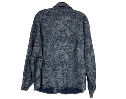 WESTFADE Women's Blue Button Up Paisley Jacquard Shirt Jacket Size Small - Image 2