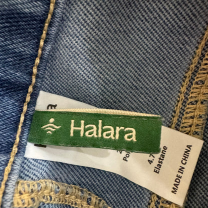Halara Wide Leg Cropped Jeans Cuffed Hem Blue Denim Women's Size XL - Image 3
